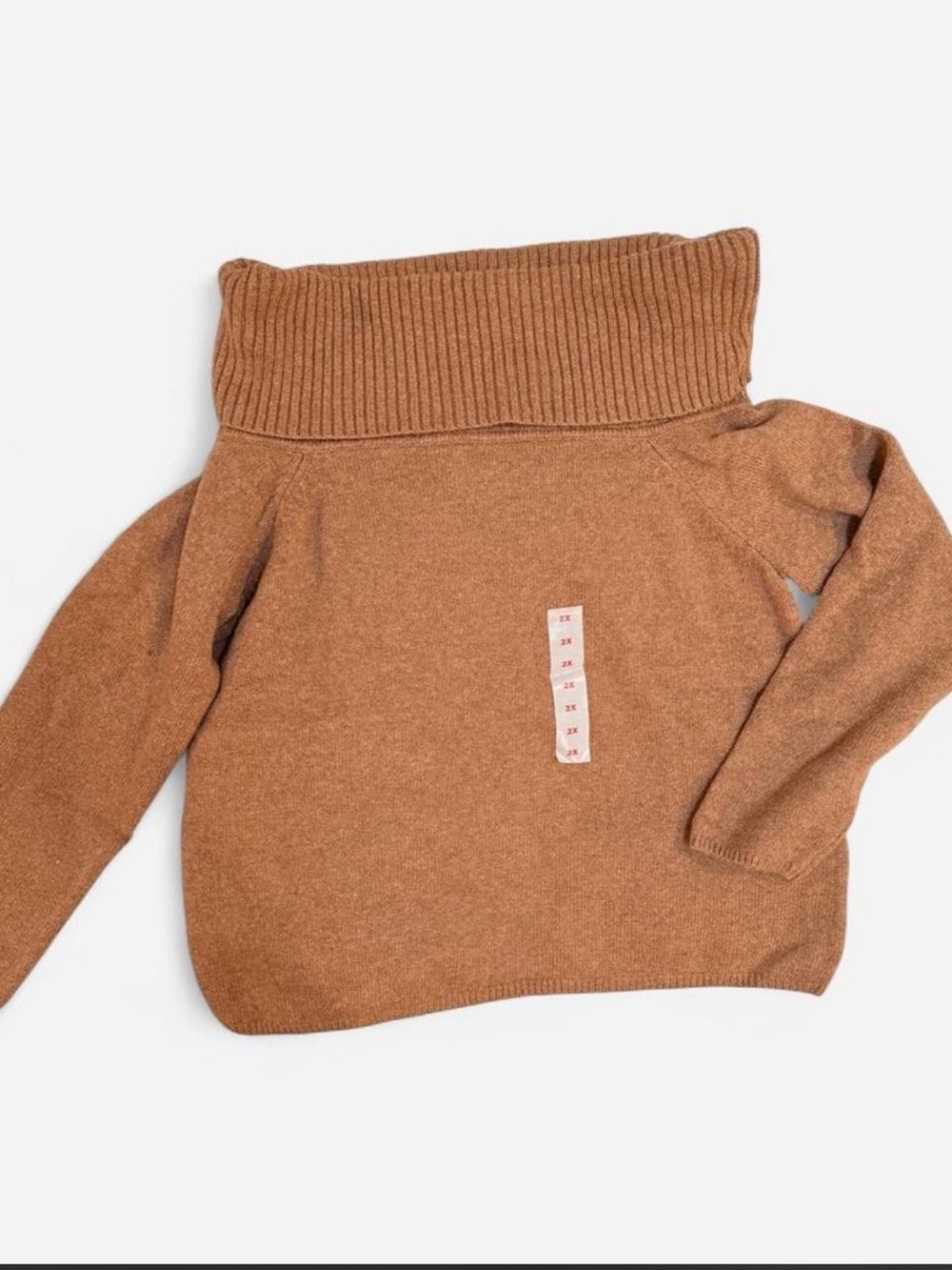 NEW! Plus size Cozy Off-Shoulder Knit Sweater in Camel XXL